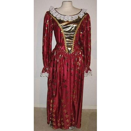 kostuum - markiezin - bordeaux rood met goudkleurige Franse lelie - mt 44